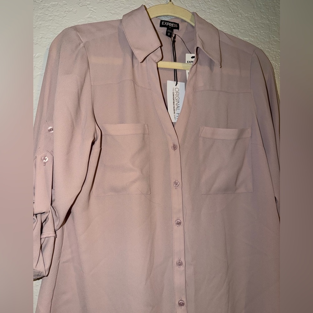 Express Women's Mauve Portofino Button Down Shirt - Medium - Picture 2 of 7